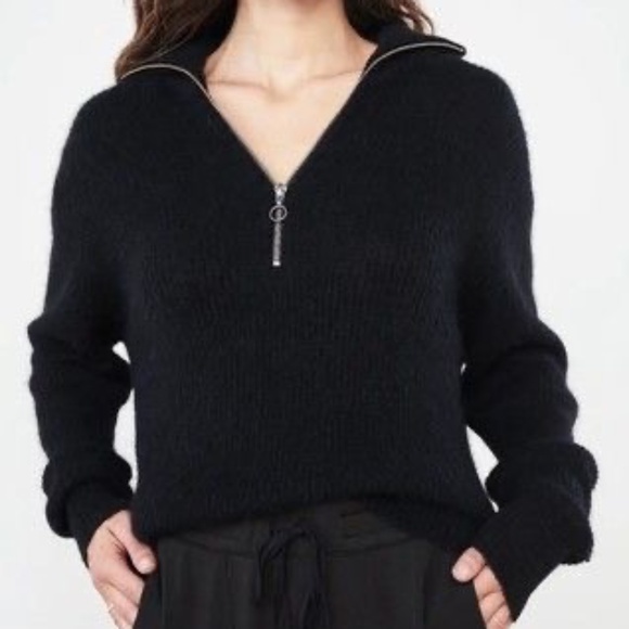 Quince Baby Alpaca Merino Wool Blend 1/4 Zip Ribbed Sweater - Picture 1 of 12